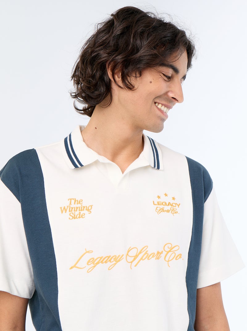 Kurzarm-Polo mit Stickereien Weiß - Kiabi