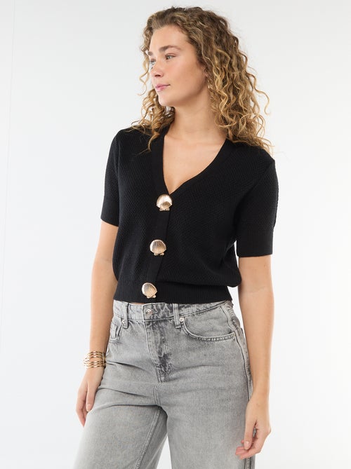 Kurzarm-Strickjacke mit verspielten Knöpfen - Kiabi