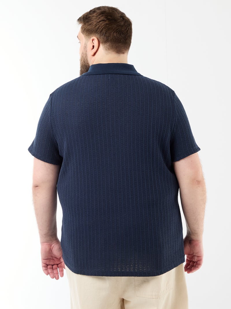 Kurzarm-Strickpolo Blau - Kiabi