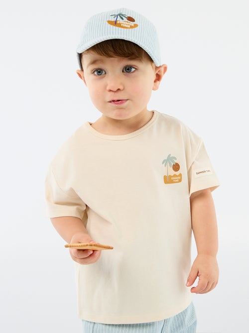 Kurzarm-T-Shirt aus Baumwolle mit Tropenmuster - Kiabi