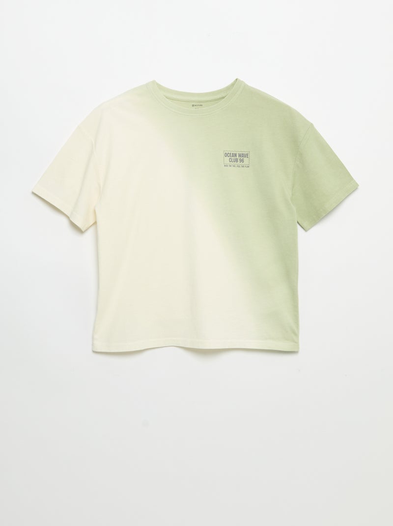 Kurzarm-T-Shirt bedruckt im Tie-Dye-Look Vert - Kiabi