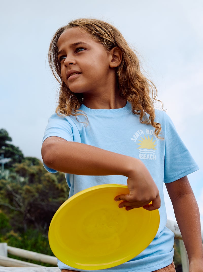 Kurzarm-T-Shirt, beidseitig bedruckt Blau - Kiabi