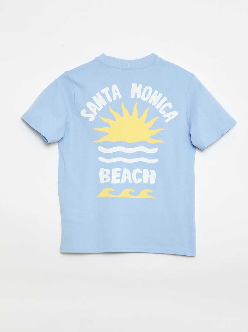Kurzarm-T-Shirt, beidseitig bedruckt Blau - Kiabi
