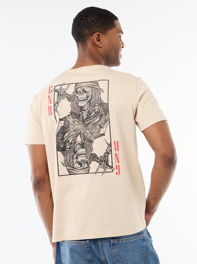 Kurzarm-T-Shirt 'Guns N' Roses' Beige - Kiabi
