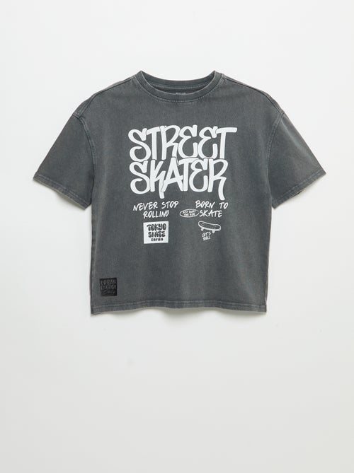 Kurzarm-T-Shirt im Vintage Skater-Look - Kiabi