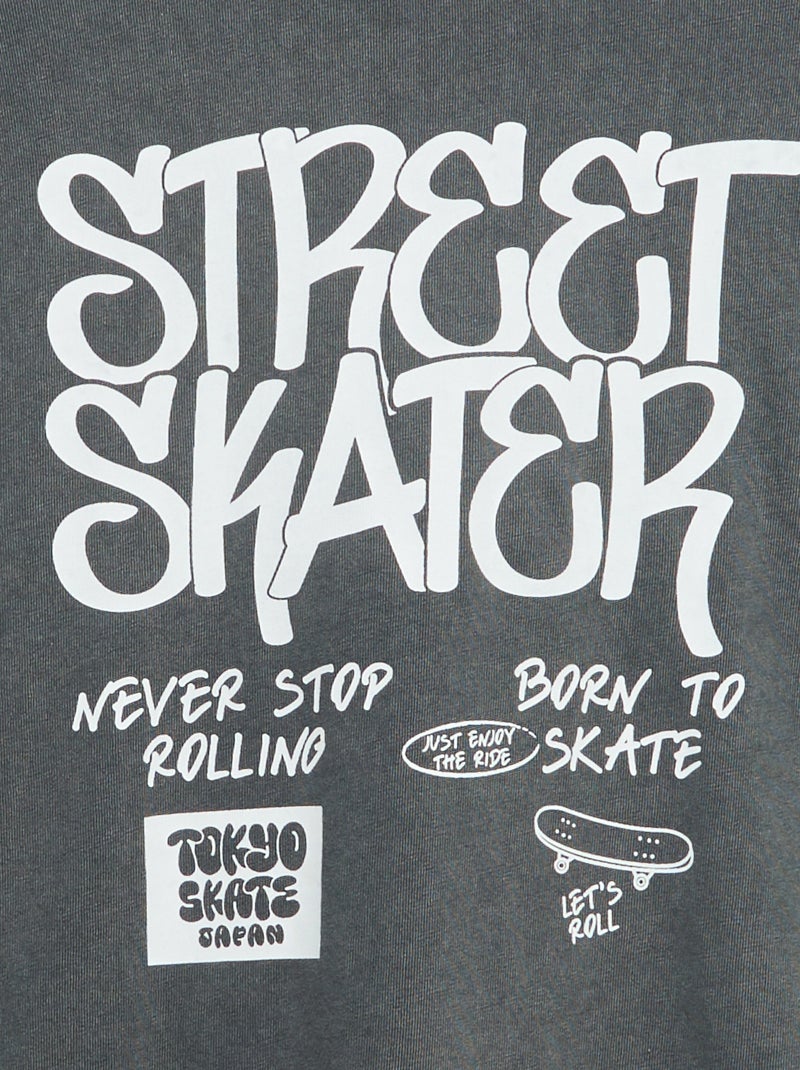 Kurzarm-T-Shirt im Vintage Skater-Look Gris - Kiabi