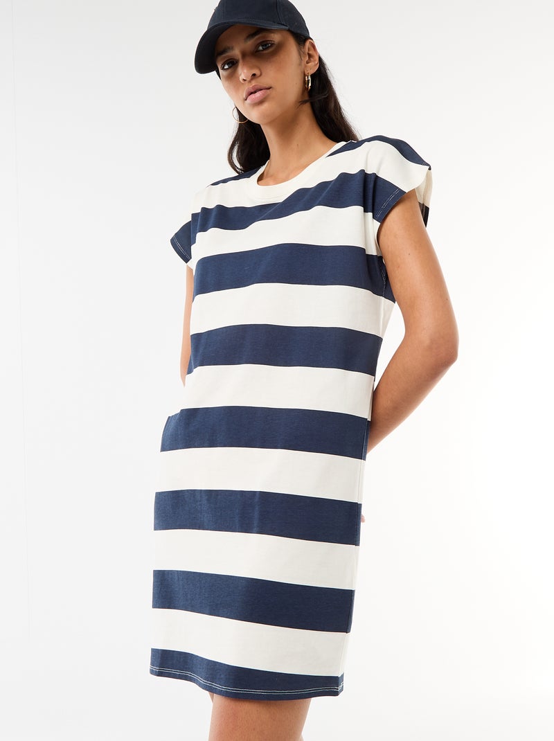 Kurzarm-T-Shirt-Kleid Blau - Kiabi
