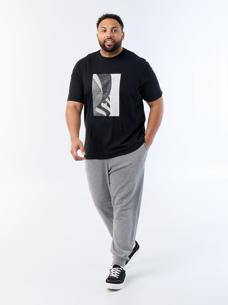 Kurzarm-T-Shirt mit Aufdruck Noir - Kiabi