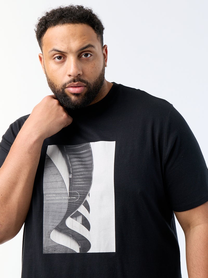 Kurzarm-T-Shirt mit Aufdruck Noir - Kiabi