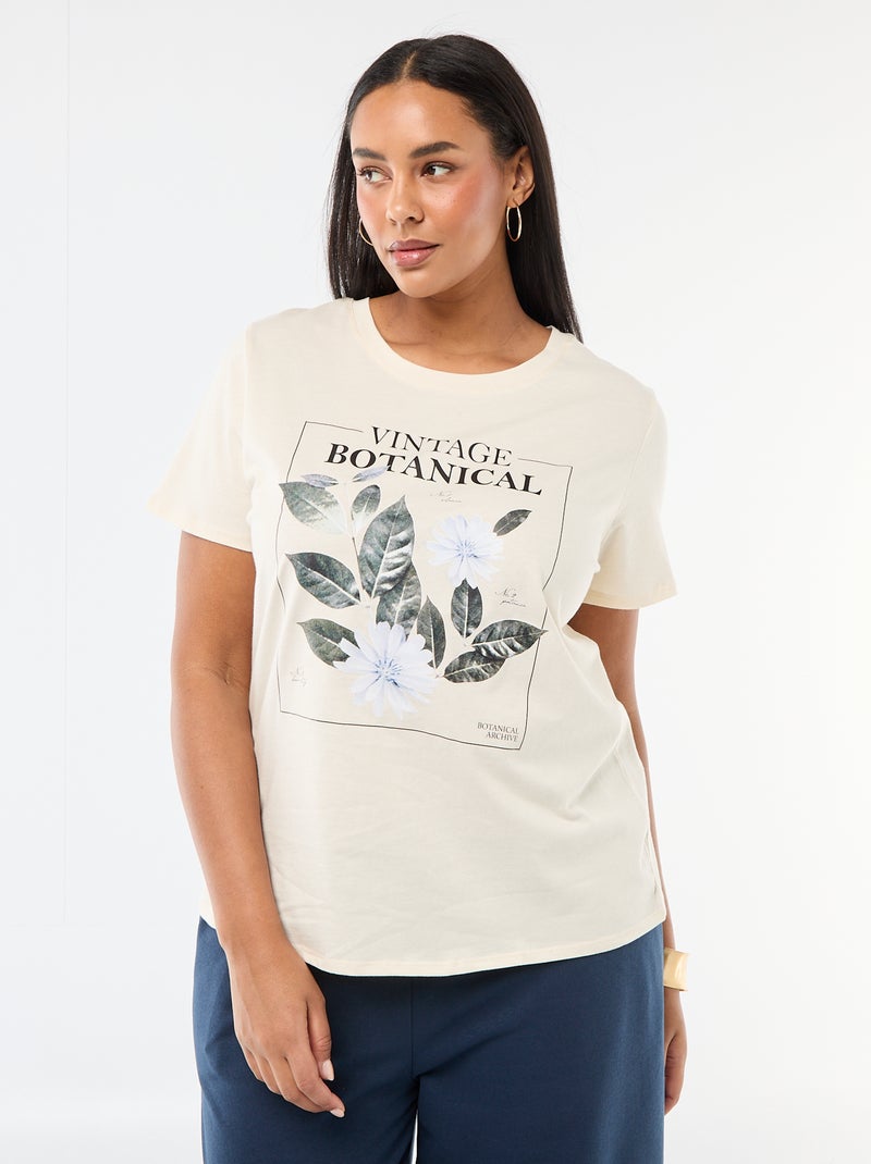 Kurzarm-T-Shirt mit Aufdruck Weiß - Kiabi