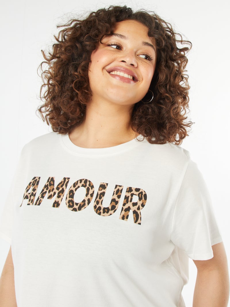 Kurzarm-T-Shirt mit Aufdruck Weiß - Kiabi