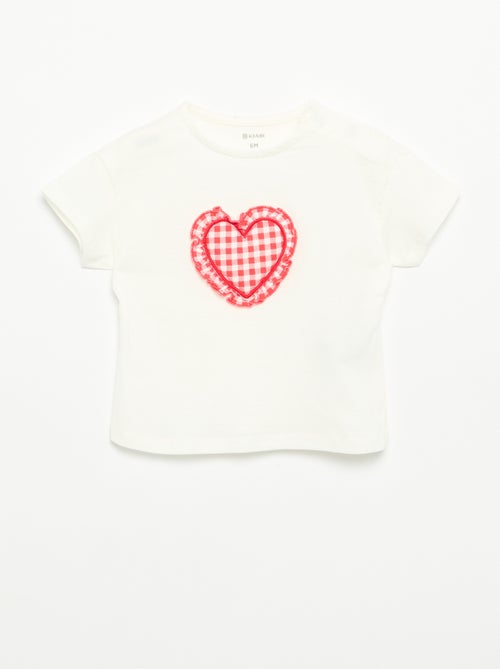 Kurzarm-T-Shirt mit aufgenähtem Herz - Kiabi