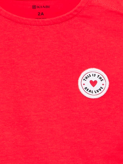 Kurzarm-T-Shirt mit aufgenähtem Herz - Kiabi