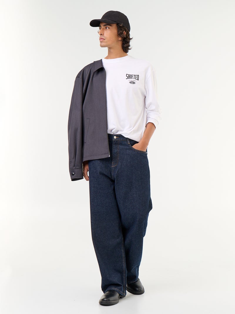Kurzarm-T-Shirt mit beidseitigem Druck Blanc - Kiabi
