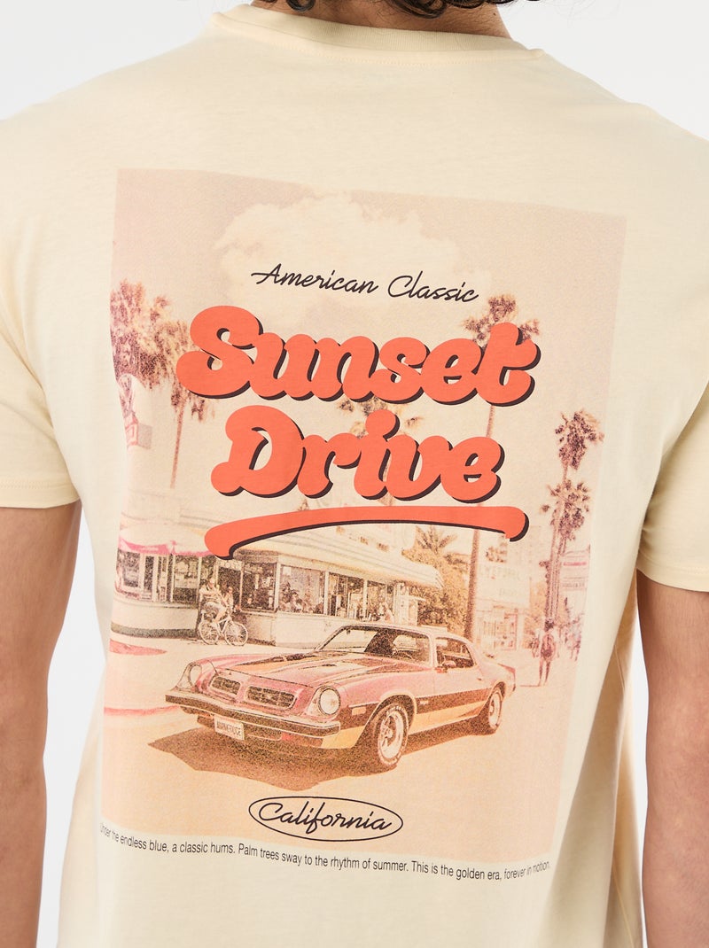 Kurzarm-T-Shirt mit beidseitigem Print Beige - Kiabi