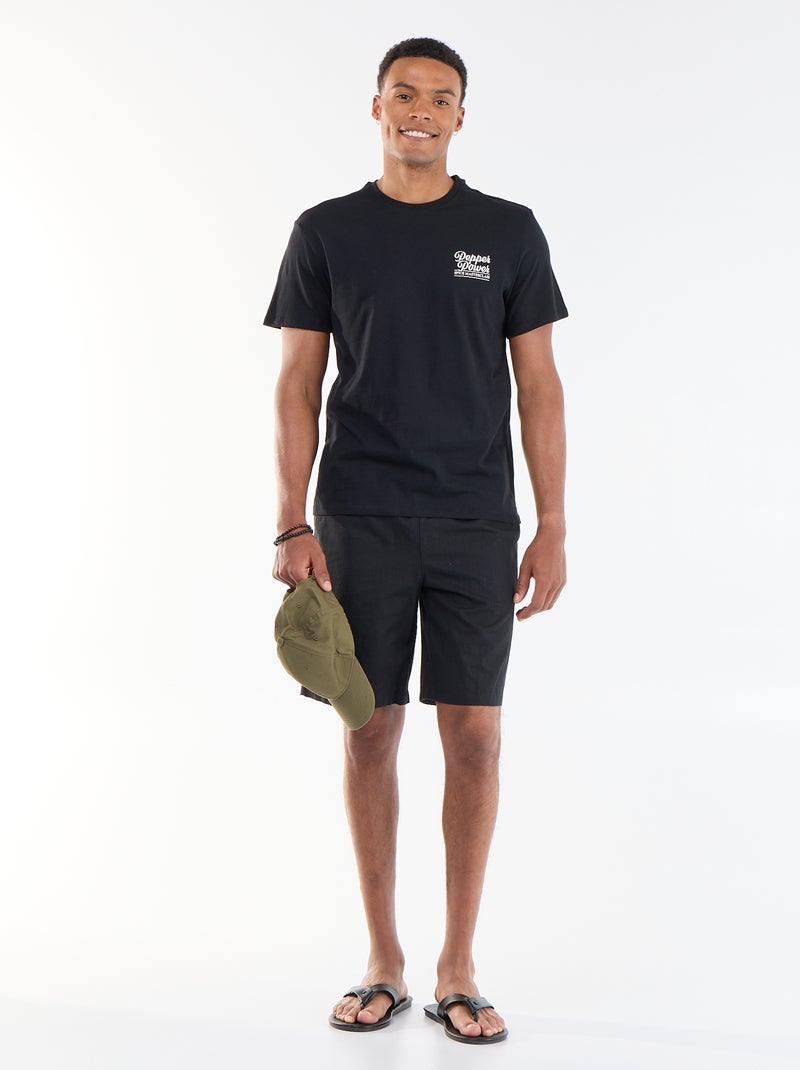 Kurzarm-T-Shirt mit beidseitigem Print Schwarz - Kiabi
