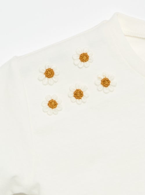 Kurzarm-T-Shirt mit Blumen auf der Schulter - Kiabi
