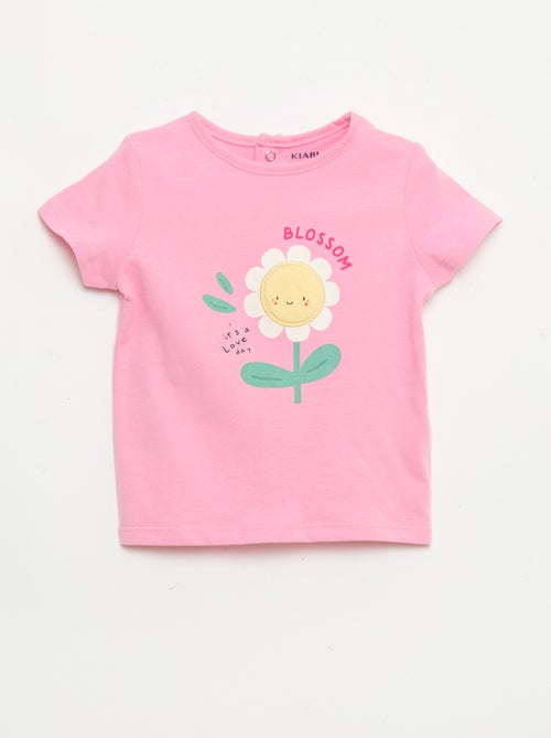 Kurzarm-T-Shirt mit Druck und Stickerei - Kiabi