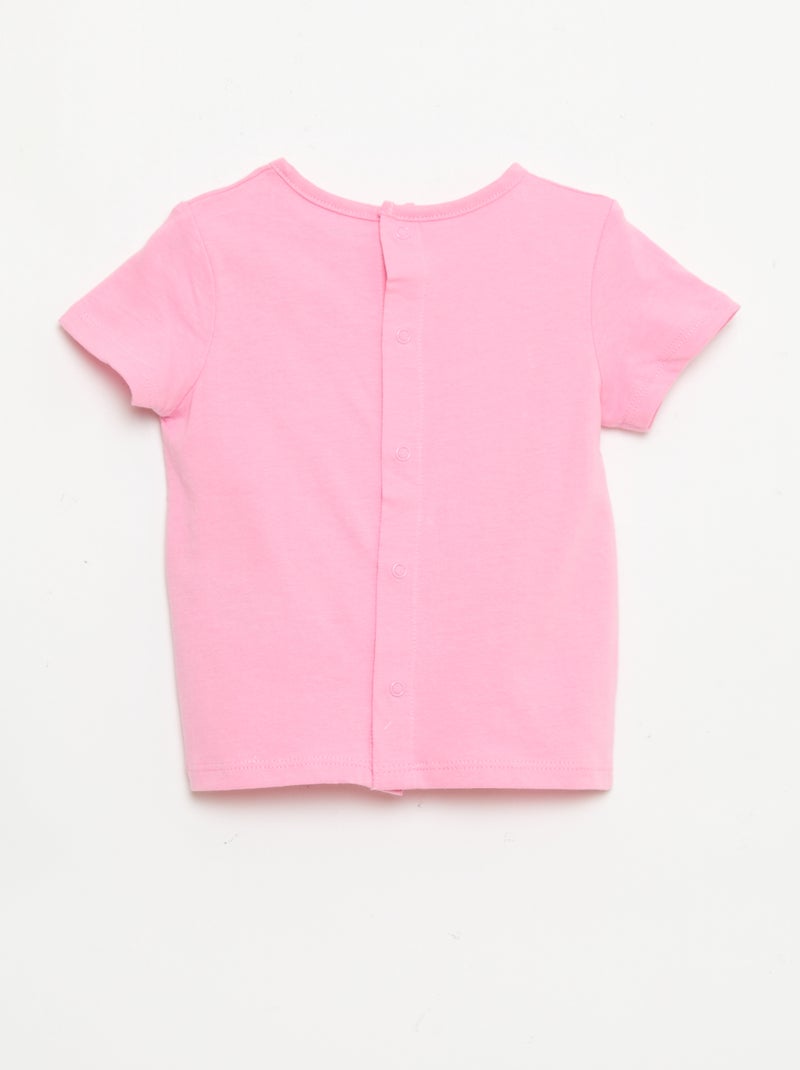 Kurzarm-T-Shirt mit Druck und Stickerei Rosa - Kiabi