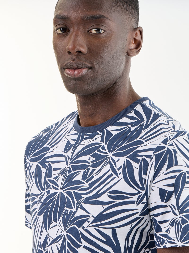 Kurzarm-T-Shirt mit Fantasie-Print Bleu - Kiabi