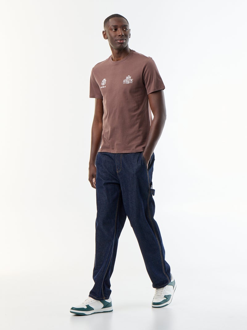Kurzarm-T-Shirt mit Fantasie-Print Marron - Kiabi