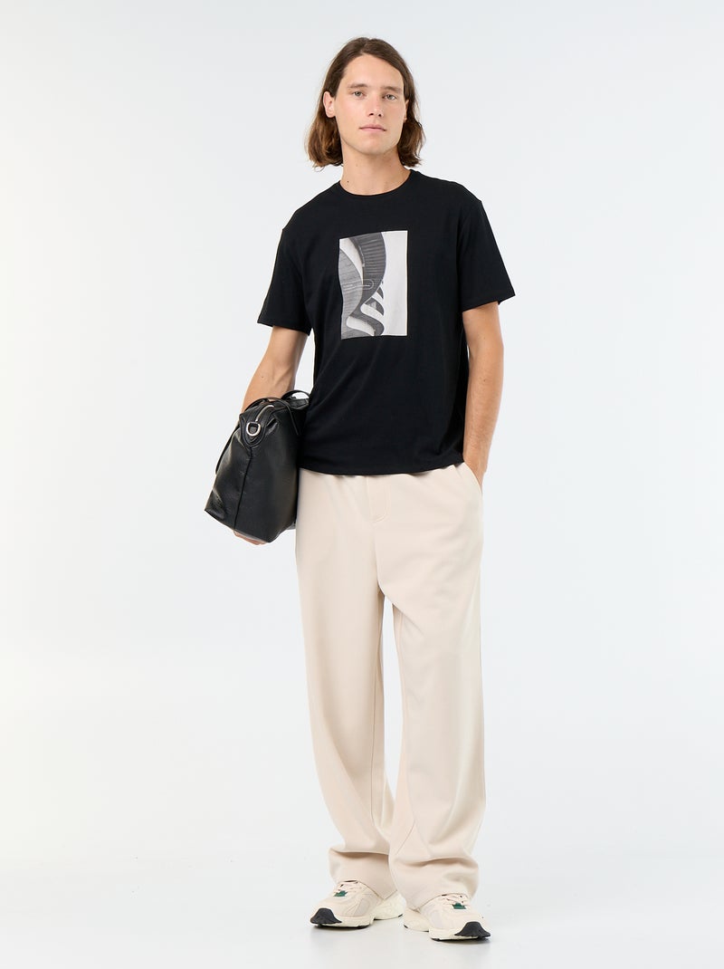Kurzarm-T-Shirt mit Fantasie-Print Noir - Kiabi