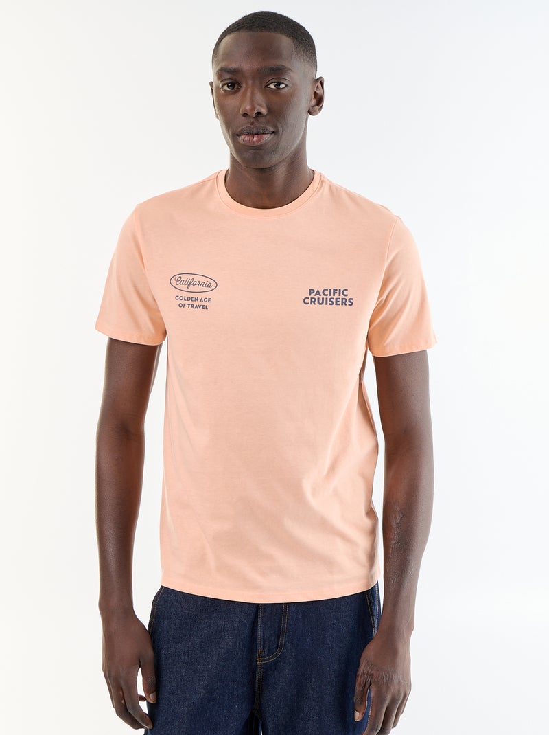 Kurzarm-T-Shirt mit Fantasie-Print Orange - Kiabi