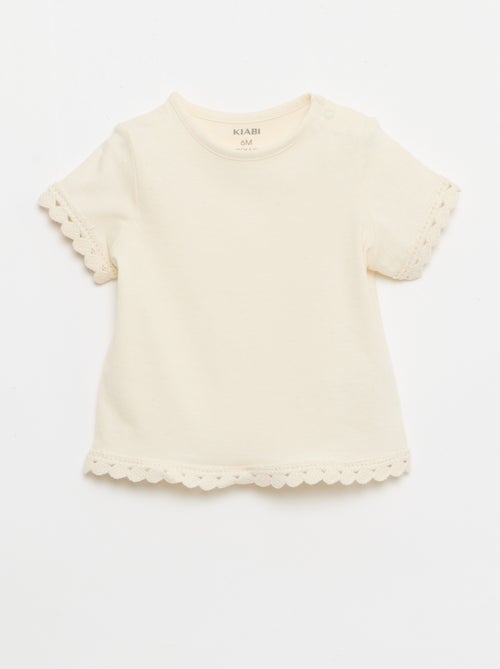 Kurzarm-T-Shirt mit Häkeldetails - Kiabi