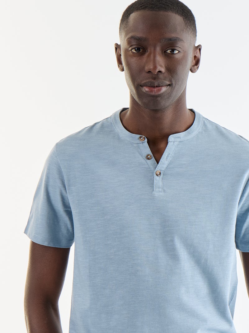 Kurzarm-T-Shirt mit Henley-Ausschnitt Blau - Kiabi