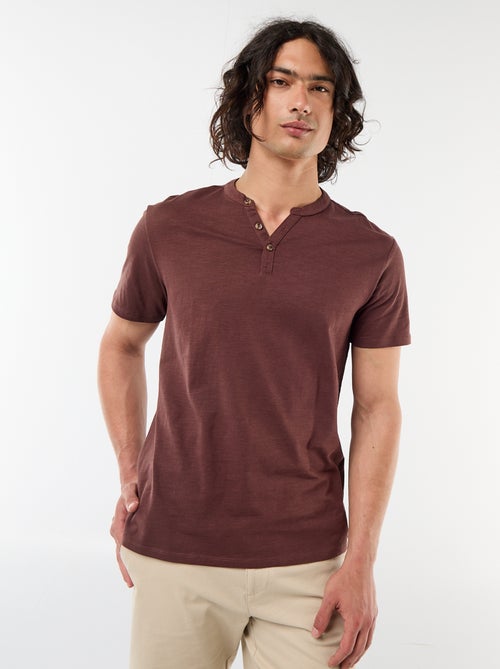 Kurzarm-T-Shirt mit Henley-Ausschnitt - Kiabi