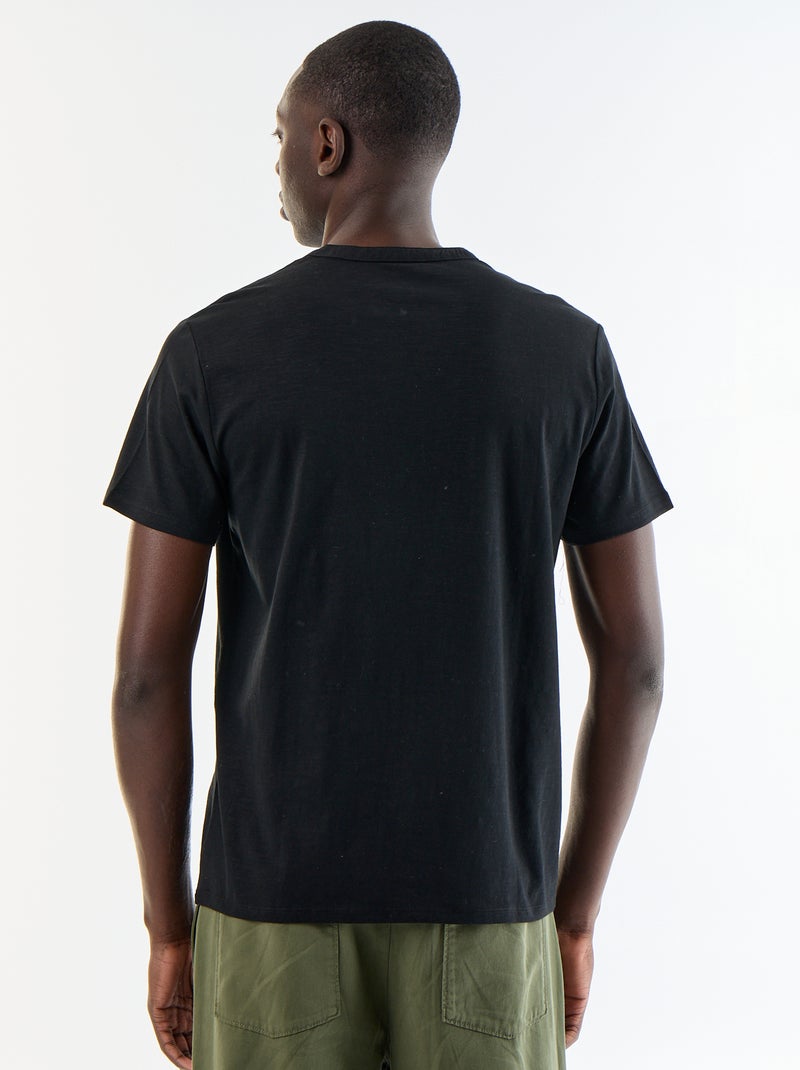 Kurzarm-T-Shirt mit Henley-Ausschnitt Schwarz - Kiabi