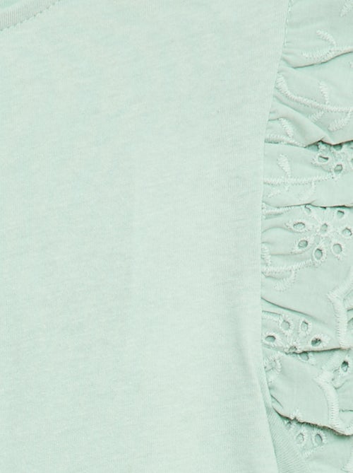 Kurzarm-T-Shirt mit Lochstickerei - Kiabi