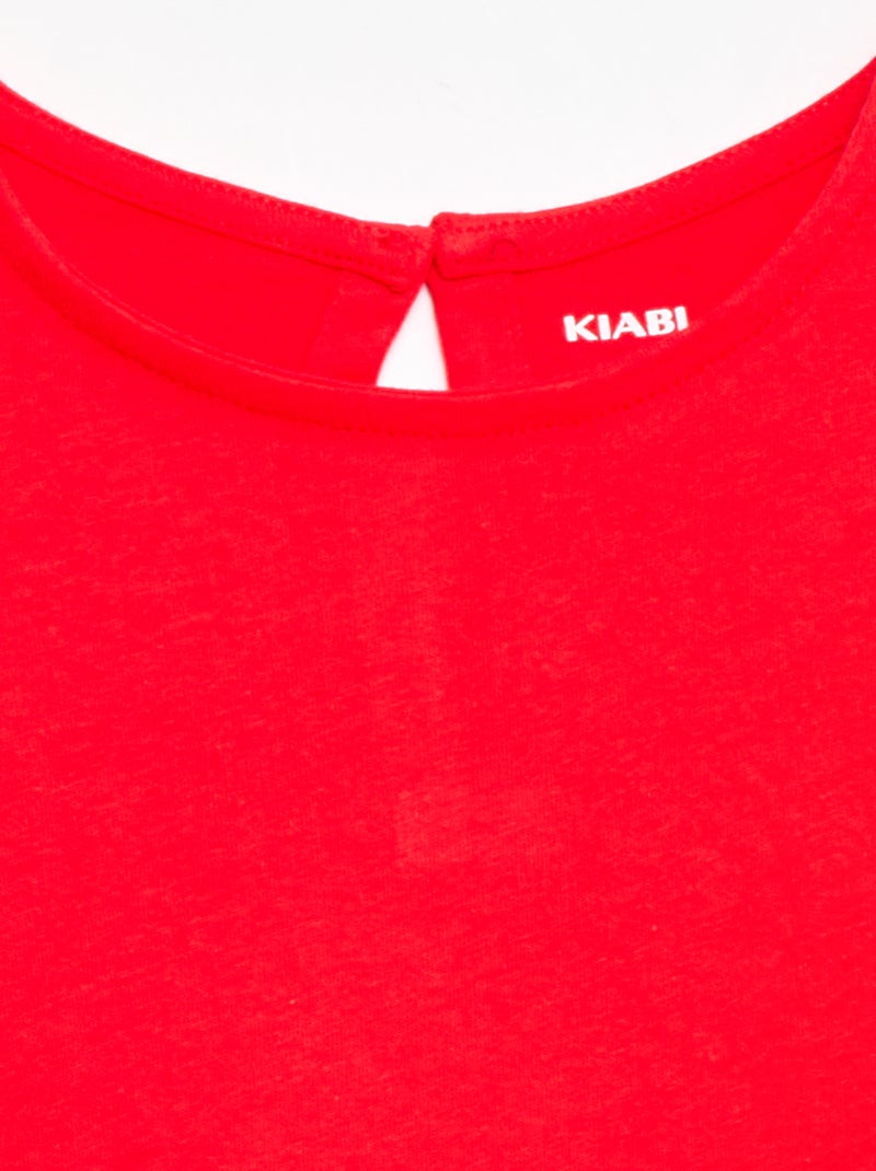 Kurzarm-T-Shirt mit Lochstickerei Rot - Kiabi