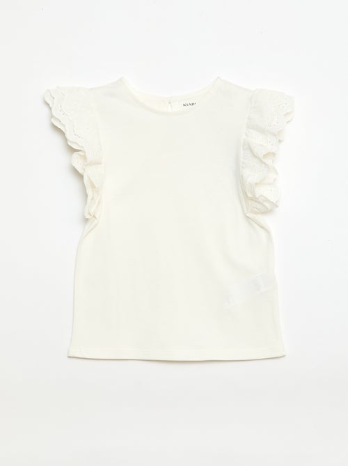 Kurzarm-T-Shirt mit Lochstickerei - Kiabi