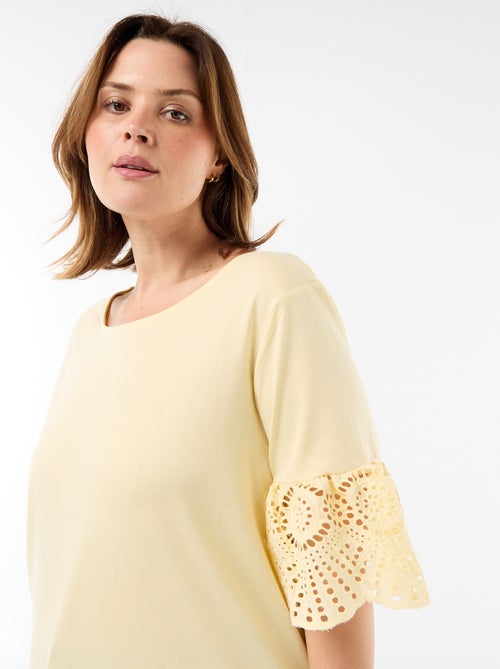 Kurzarm-T-Shirt mit Makramee - Kiabi
