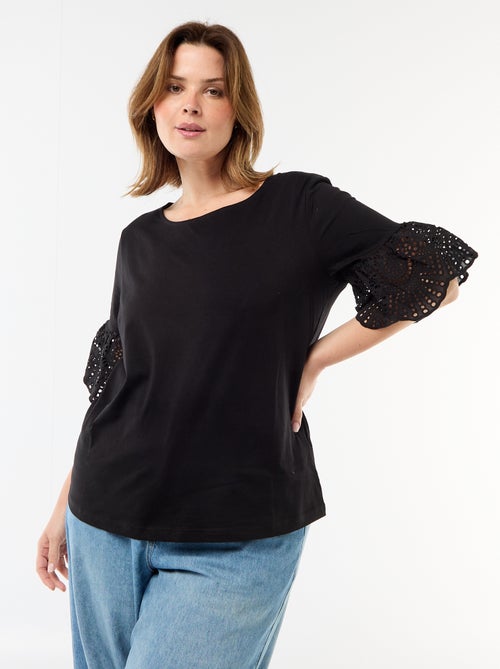Kurzarm-T-Shirt mit Makramee - Kiabi