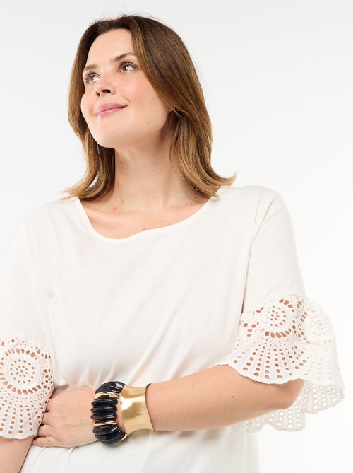 Kurzarm-T-Shirt mit Makramee - Kiabi
