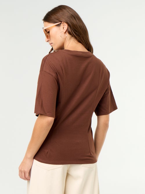 Kurzarm-T-Shirt mit Muschel-Detail - Kiabi