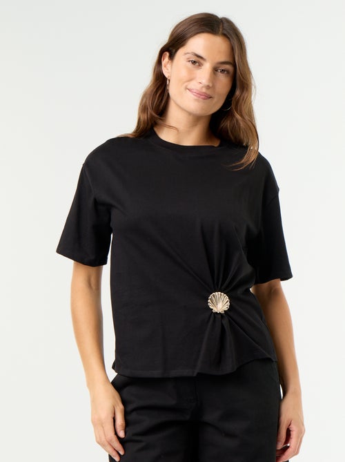 Kurzarm-T-Shirt mit Muschel-Detail - Kiabi