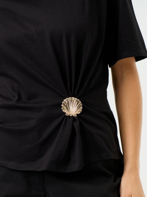Kurzarm-T-Shirt mit Muschel-Detail - Kiabi