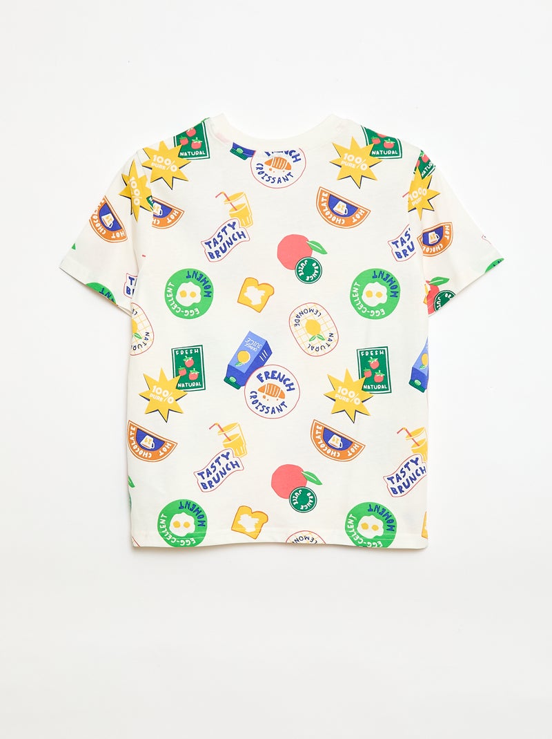 Kurzarm-T-Shirt mit Muster Beige - Kiabi