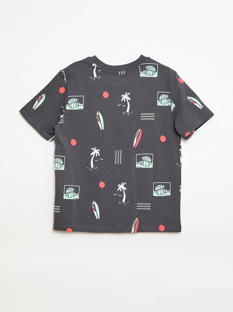 Kurzarm-T-Shirt mit Muster Grau - Kiabi