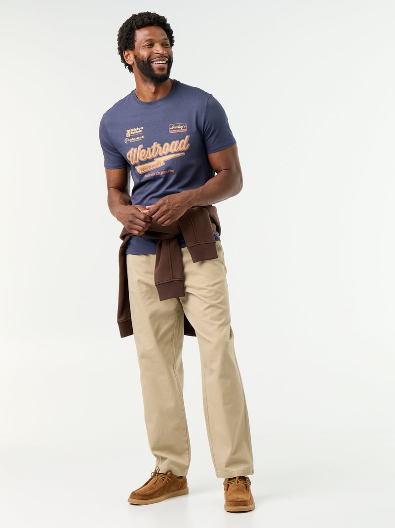 Kurzarm-T-Shirt mit originellem Print Bleu - Kiabi
