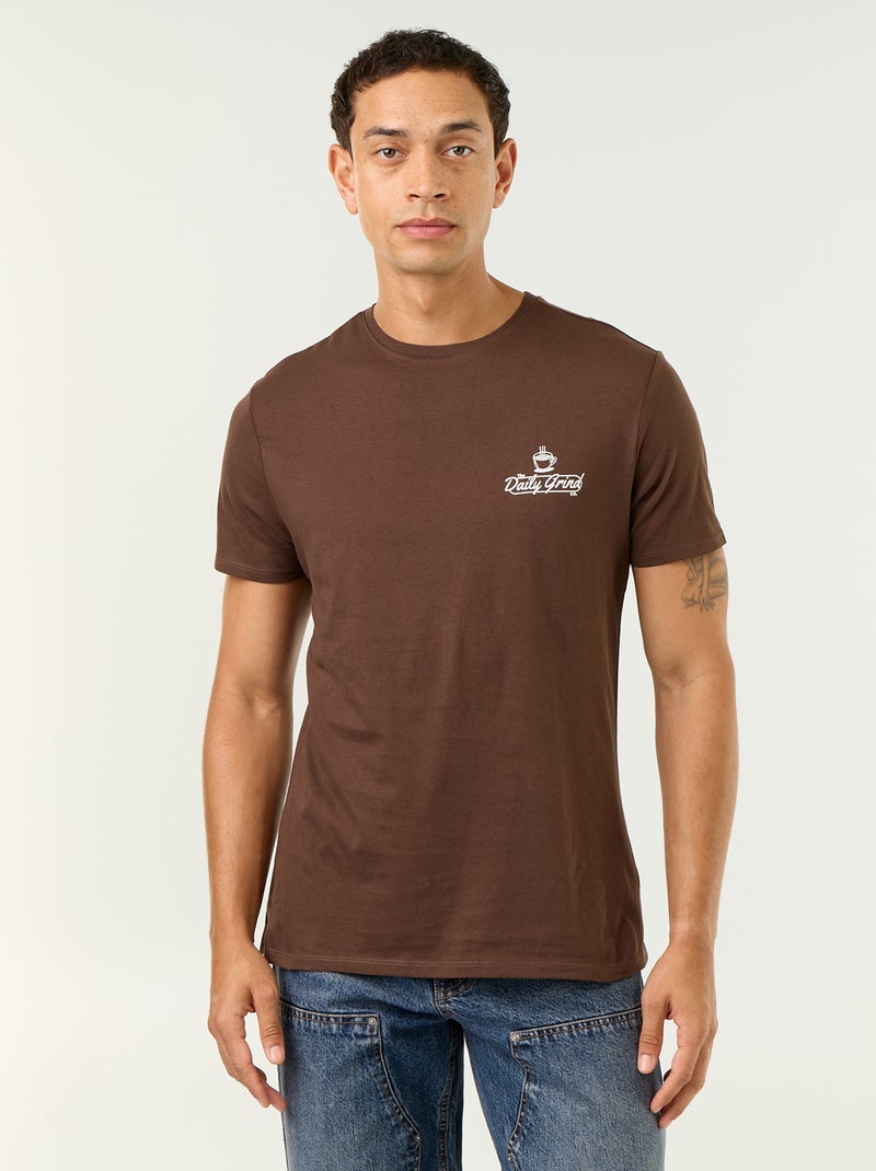 Kurzarm-T-Shirt mit originellem Print Marron - Kiabi