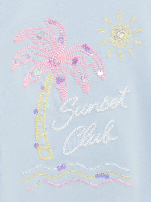 Kurzarm-T-Shirt mit Pailletten-Motiv - Kiabi