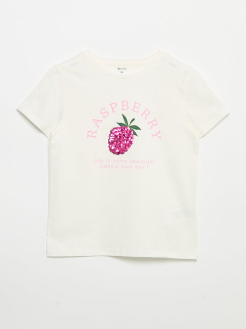 Kurzarm-T-Shirt mit Pailletten-Motiv - Kiabi Kurzarm-T-Shirt mit Pailletten-Motiv - Kiabi