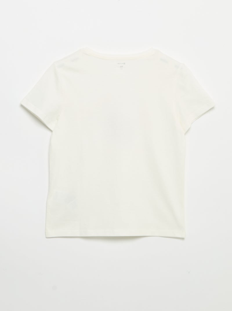 Kurzarm-T-Shirt mit Pailletten-Motiv Weiß - Kiabi