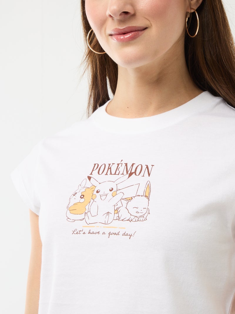 Kurzarm-T-Shirt mit 'Pokémon'-Print Weiß - Kiabi