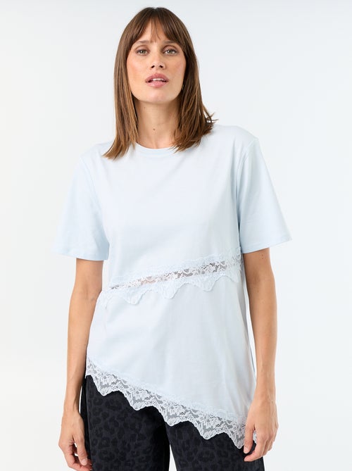 Kurzarm-T-Shirt mit Spitze - Kiabi