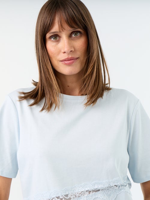 Kurzarm-T-Shirt mit Spitze - Kiabi